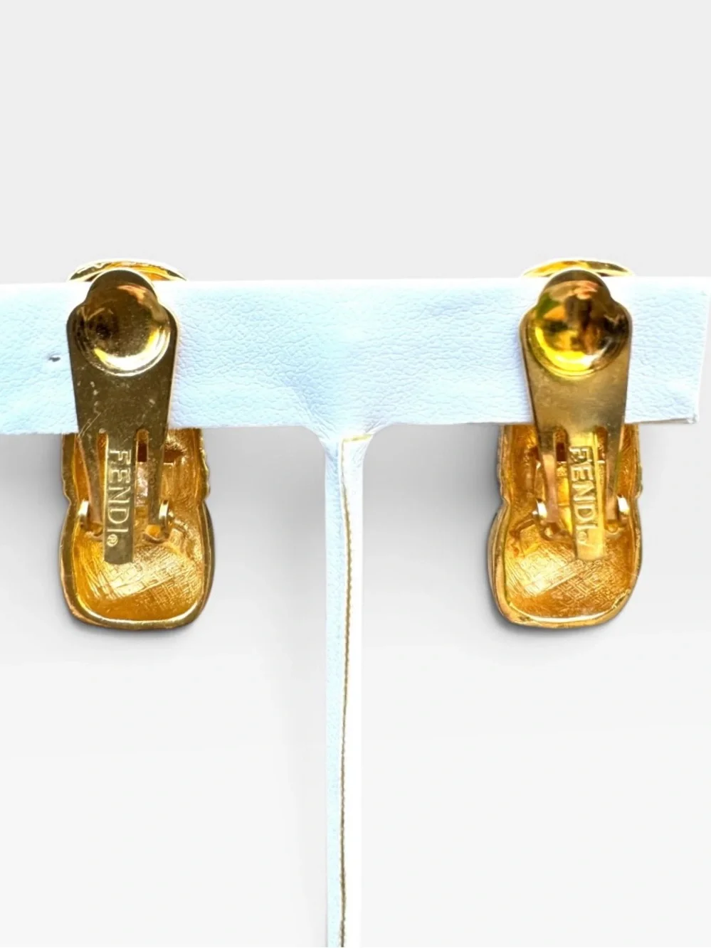 FENDI Authentic Vintage Gold-tone Sculpted Clip Earrings